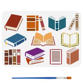 FINGERINSPIRE Books Stencil with a Paint Brush 11.7x8.3Inch Reusable Paper Template PET Notebook Silhouette Decoration Stencil Oriental Themes Template for Painting on Wood Wall Floor Furniture