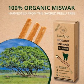 10 varillas Miswak – Varillas Miswak para masticar naturales selladas al vacío – Cepillo de dientes con sabor natural para blanquear los dientes, salu