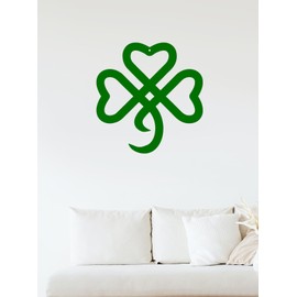 Yuzhuo Shamrock Decorations St Patricks Day Decorations Irish Wall Art Shamrock Ornaments Metal Clover Wall Good Luck Clover Home Decoration for Bathroom Laundry Room Farmhouse Home Office (Green)