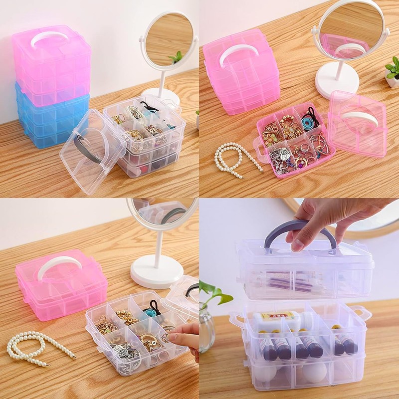 Daletu Sorting Boxes for Small Parts with Lid, Plastic Storage