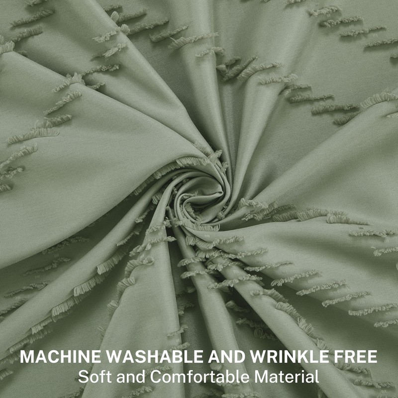 Siiluminisoy Sage Green Shower Curtain for Bathroom Boho Shower Curtain