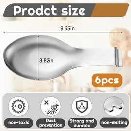 Nuanchu 10 Pcs Stainless Steel Spoon Rest Spatula Ladle Holder Spoon Rest for Stove Top Heavy Duty Spatula Holder for Countertop Dishwasher Safe Utensil Rest for Kitchen, 3.8 x 9.6" (Silver)