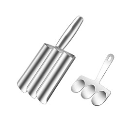 Yuelulala Triple Tube Meatball Maker with Cutting Spatula Stainless Steel Meatball Making Tool Manual Meatball Former for Shrimp Balls Utensil Quick Cooping Cookie Dough Sorbet(A139-1)