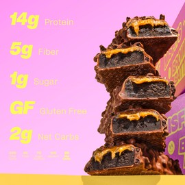 Misfits Vegan Protein Bars, Brownie Batter - Updated Recipe | Plant Based, Low Sugar & Carb, High Fiber Snacks | Pack of 12