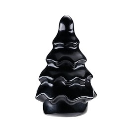 CrystalTears Black Obsidian Healing Crystal Tree Carved Mini Christmas Gemstone Crystal Tree Statue Natural Good Luck Healing Stone Holiday Figurine for Home Office Desk Decor Christmas 1.5”