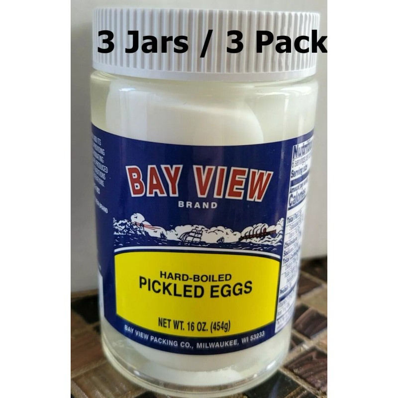 Bay View Pickled Hard Boiled Eggs 3 Pack Keto Vinegar
