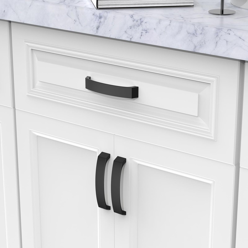 FURNIWARE Pack of 10 Black Cabinet Handles, Cupboard Handles Drawer