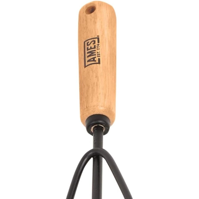 AMES 2446300 Tempered Steel Hand Cultivator with Wood Handle, 11-Inch,