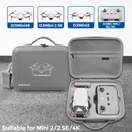 SENLINLIN Case for DJI Mini 4K, MiNi 2 SE / 2 Drone & Accessories, Compact Waterproof & Shockproof Mini Case with Shoulder Strap - Grey (Carry Bag Only)