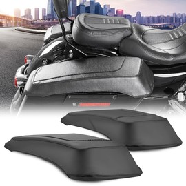 PIT66 2PCS Plain Hard LSaddlebag Speaker Lid Covers, Compatible with 1993-2013 Harley Davidson Touring Road King Electra Road Street Glide Leather