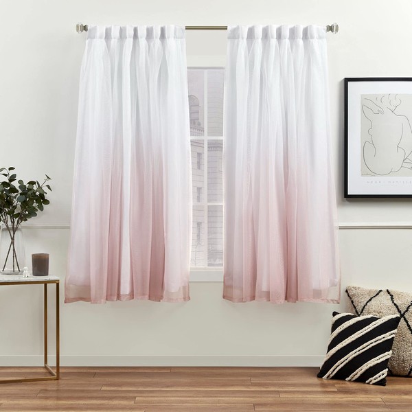 Exclusive Home Crescendo Lined Room Darkening Blackout Hidden Tab Top Curtain Panel Pair, 52"x63", Blush, Set of 2