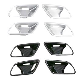 Riloer 4 x Door Handle Interior Trim for Mer-cedes-Be-nz A-Class W177 2019-2021, CLA Class C118 2020+, Carbon Fibre/Chrome