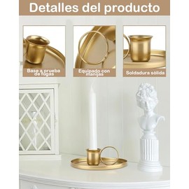 2 Piezas Porta Velas, Candelabros Para Velas, Porta Vela Decorativo Para Mesa, Exquisito y Elegante, Muy Adecuado Para Una Variedad De Escenas Como Cenas Románticas y Decoración Del Hogar (Oro)
