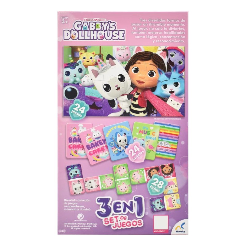 Novelty Gabbys Dollhouse 3 En 1 Set De Juegos Novelty