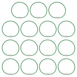 PATIKIL 5.9 Inch Length Wire Keychain Cable, 15 Pack Stainless Steel Key Ring Loop for Luggage Tag Cable Ring, Green