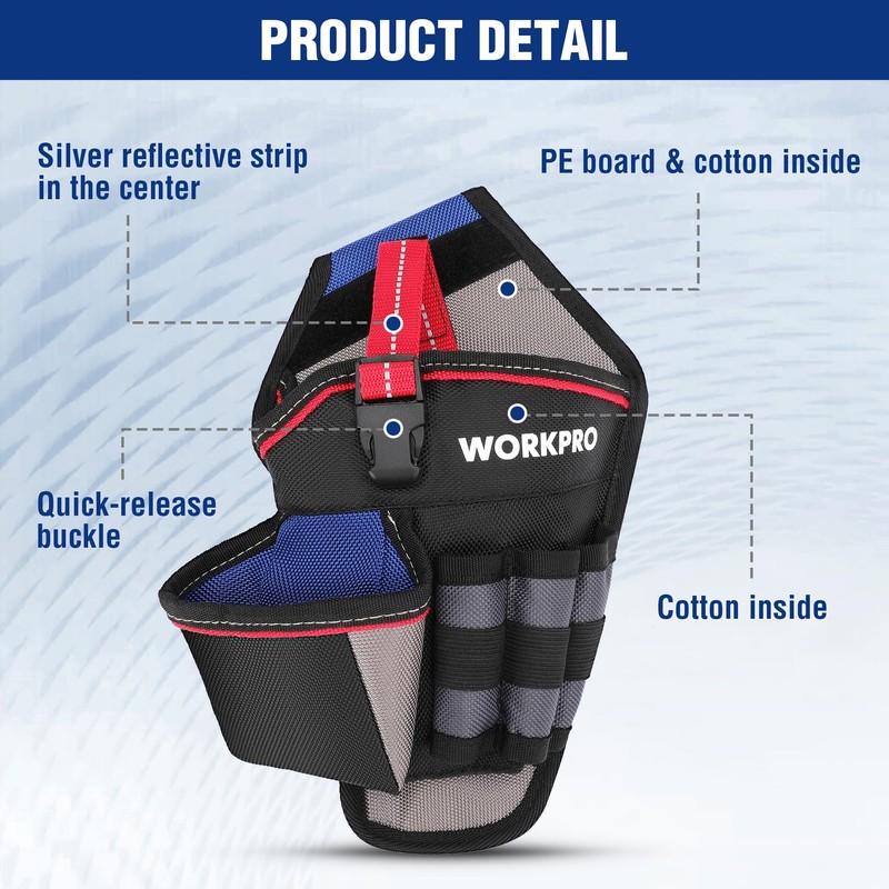 WORKPRO Drill Holster with Quick-Release Buckle, Heavy Duty 1680D Oxford