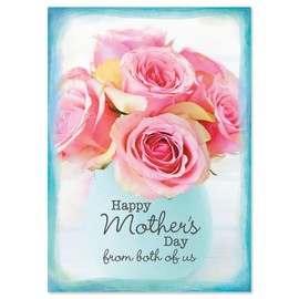 Current From Both of Us Roses Mother’s Day Greeting Card Set with White Envelopes, Happy Heartfelt Greetings for Any Mom, Godmother, Grandma, Wife, Sister, Friend, & Family, Large 5"x7" Cards