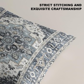 ZSYTZL Boho Throw Pillow Covers 16x16 inch Set of 2,Linen Bohemia Carpet Pattern Decorative Living Room Sofa Bed Square Pillow Case Cushion Cover-Navy Blue