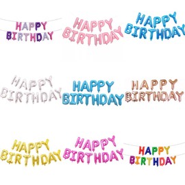 Happy Birthday Letters Aluminum Foil Balloons Set Party Decoration Supplies - Silver Amesii