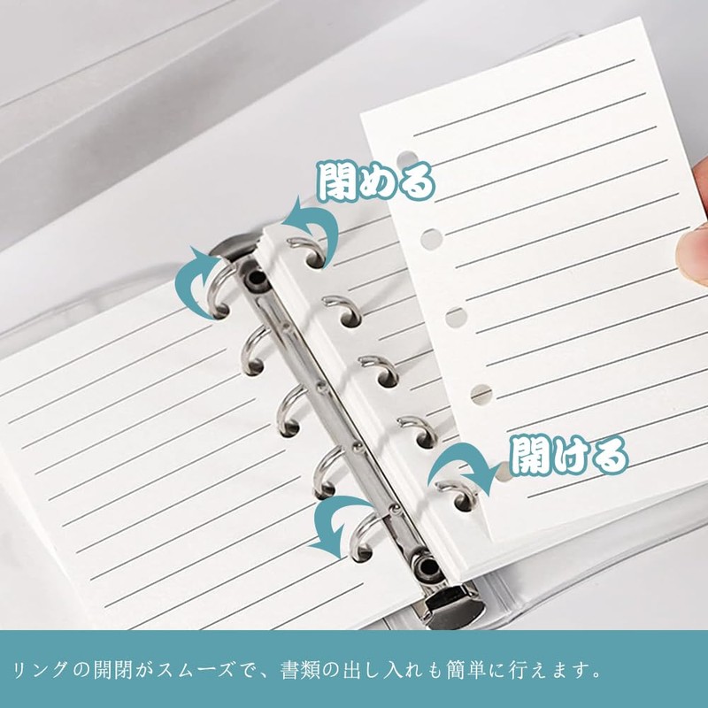 BOCAIDHK Binder Notebook, Transparent, Seal Pad, M5 Size, Includes 10