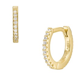 Fossil Ellis All Stacked Up Sterling Silver Gold Hoop Earrings JFS00630710, Silver, No Gemstone