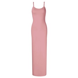 GloryStar Women Sleeveless Spaghetti Strap Cami Maxi Slip Dress (S, Long-Pink)