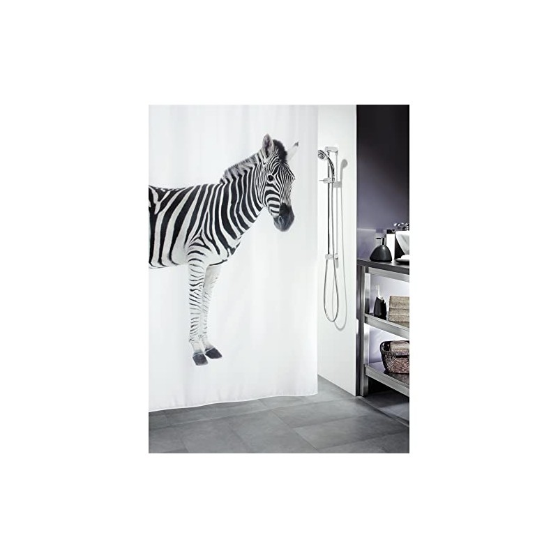 Spirella Zebra Black Shower Curtain 180 x 200 cm (Width