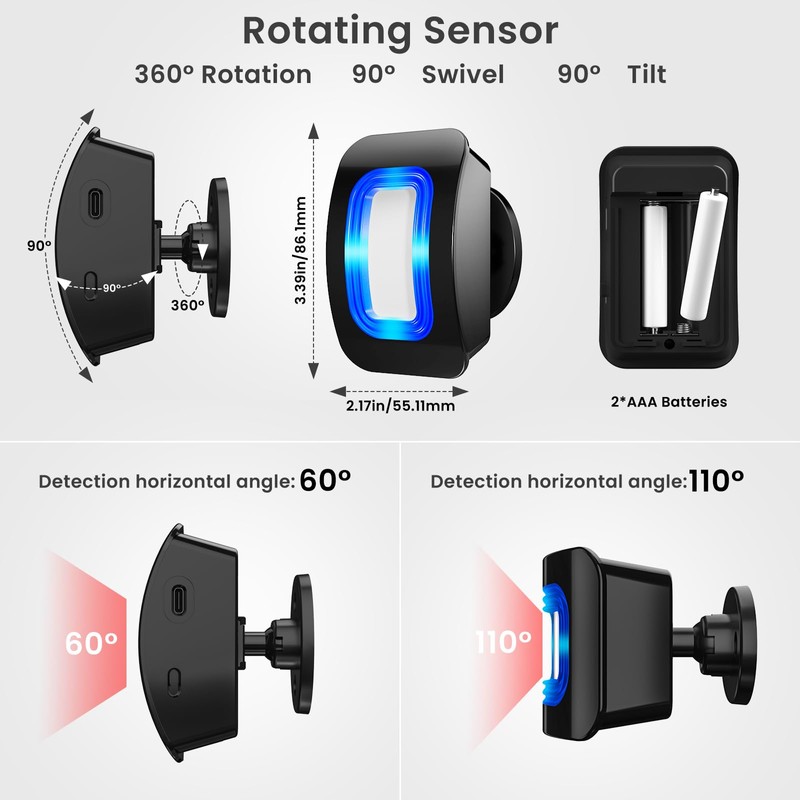Wireless Motion Sensor LED Light - Motion Detector Alarm Chimes