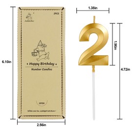 Birthday Candles, 1.96 Inch Number 26 Happy Birthday Candles, Number Candles Decoration for Birthday Party and Anniversary Celebration(Champagne Gold)