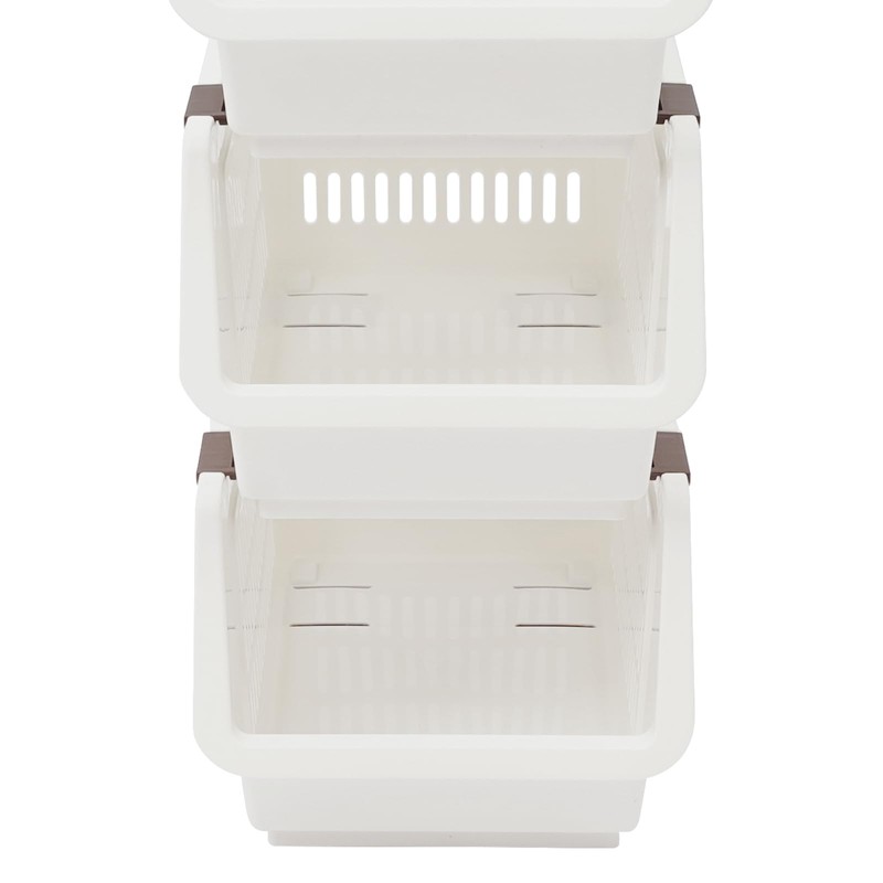 4-Pack Stackable Plastic Storage Baskets - Open Front Organizer Bins