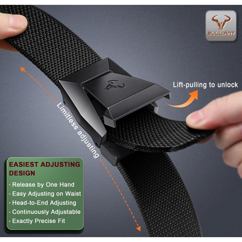 BULLIANT Men Belt,Tactical Stretch Belt Adjustable For Rigger Military Heavy