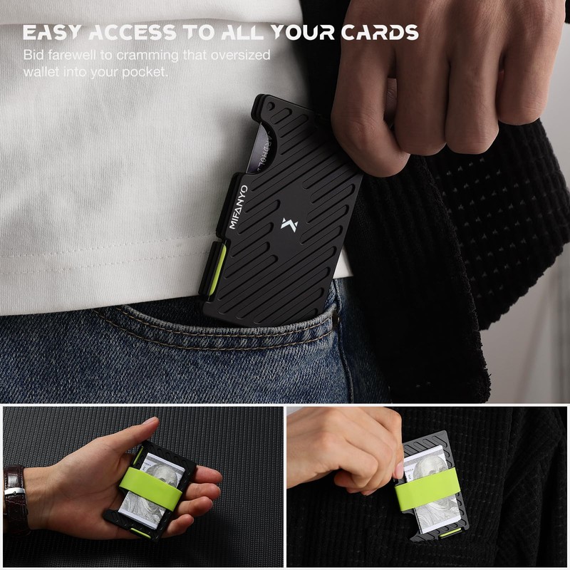 MIFANYO Minimalist Wallets for Men, Metal Card Holder with Cash
