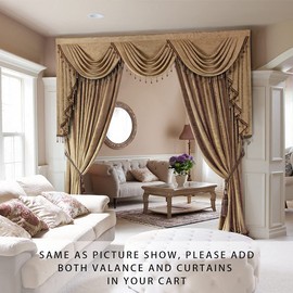 ELKCA Double-Sided Chenille Valance for Living Room Coffee Curtains Valance with Beads for Bedroom,Rod Pocket (W98 Inch,1 Panel)