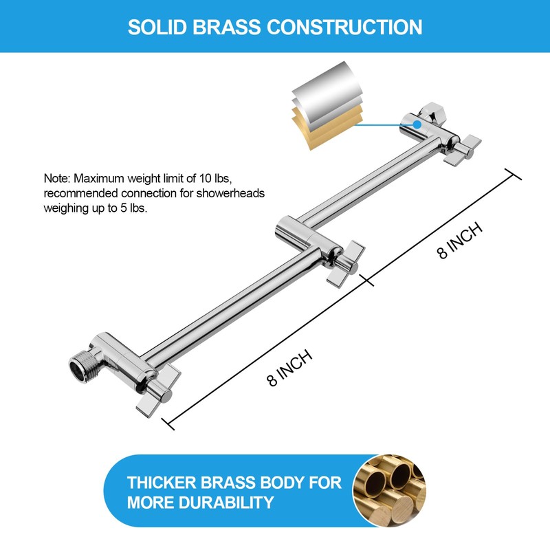LORDEAR Shower Extension Arm 16 Inch,Foldable Shower Head Extension Chrome,Adjustable