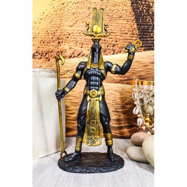 Ebros Egyptian God Ibis Headed Thoth Holding was and Ankh Statue 12" Tall Deity Patron of Magic Technology Knowledge and Riddles
