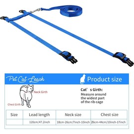 ICSEN Cat Harness, Adjustable Harness Nylon Strap Collar with Leash, Cat Leash and Harness Set, for Cat and Small Pet Walking-Blue