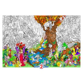 Stuff2Color Beneath the Trees - Super Detailed Giant Coloring Poster for Kids and Adults (Great for Group Activities, Classrooms, Care Facilities and Family Time) - Group Coloring - 32.5" X 22" Inch