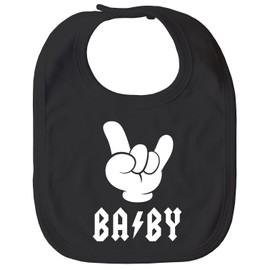 MoonWorks® Baby Bib Hardrock Heavy Metal Chip Fork for Boys/Girls Cotton, black