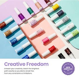 beetles Gel Polish beetles Gel Polish Nail Art Gel Liner Nail Polish Set- 20 Colors Liner Gel Polish Pink Blue White Red Brown Glitter Gel Nail polish Soak Off UV Gel Built Thin Nail Brush in Bottle Gifts for Women