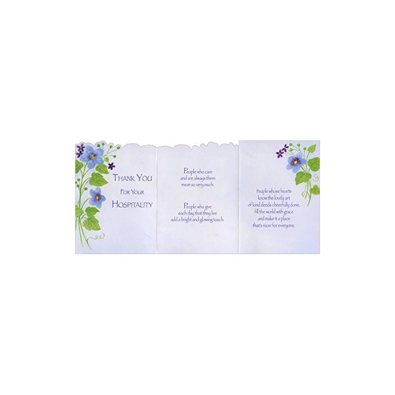 Designer Greetings Sparkling Blue Flower Die Cut Z-Fold Hospitality Thank
