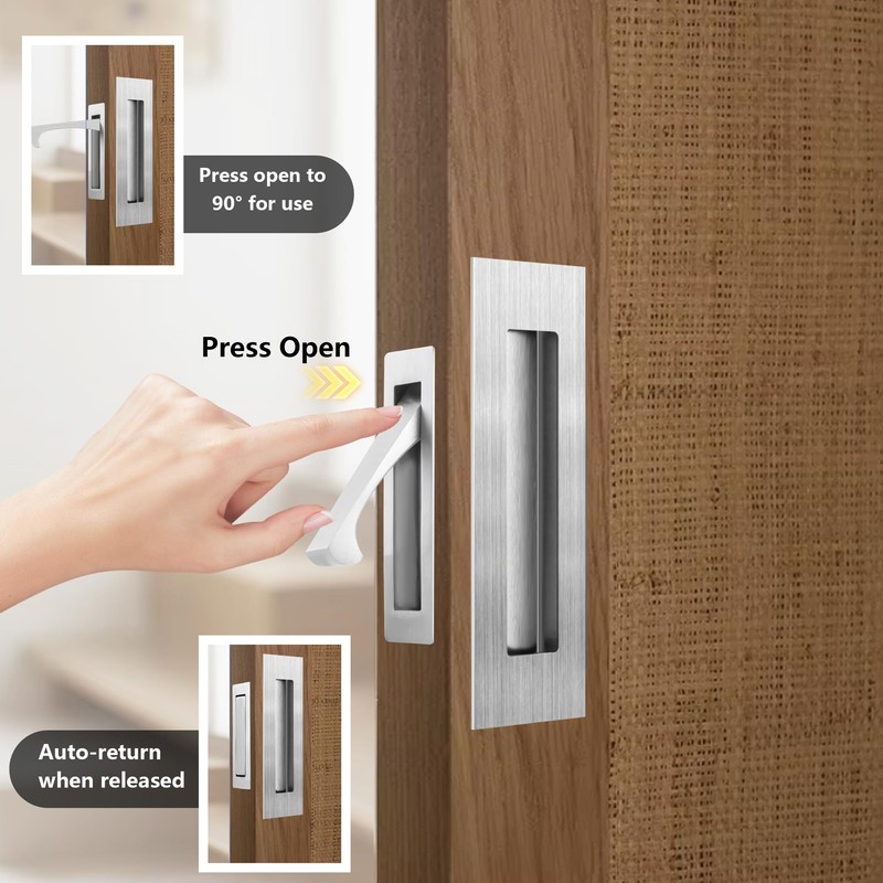 bealy Pocket Door Handles and Edge Pull Matte, 2 Set