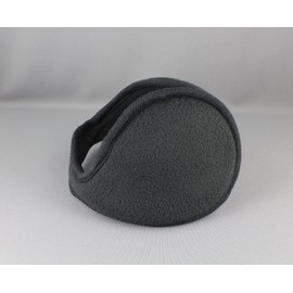 Black fleece ear muffs warmers behind head under hair 4.25 inch wide ear covers