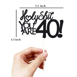 40 decoraciones para tartas de cumpleaños, purpurina negra, divertida decoración para tartas de 40 años para hombres, 40 decoraciones para tartas para mujeres, decoraciones de 40 cumpleaños, decoración para tartas de 40 cumpleaños