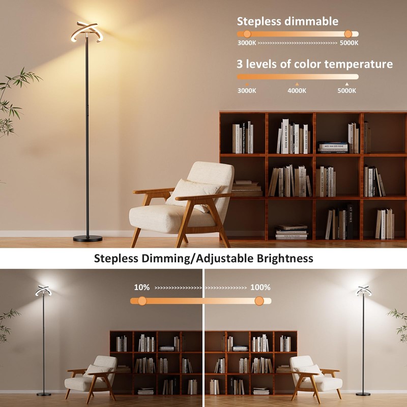 PreeOtti Floor Lamps for Living Room, 40W/2400LM Rotatable LED Floor