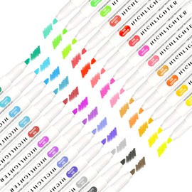 Funnasting Highlighters Pens, 25 Colors Mild Highlighters, Dual Tip Colourful Highlighter, Pastel Marker Set Perfect Stationary Supplies for Adults Colouring, Underlining, Highlighting