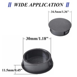 Heyiarbeit 30pcs Hole Plugs 30mm/1.18" Nylon Plastic Round Snap in Type Locking Hole Tube Furniture Fencing Post Pipe Insert End Caps Black Tone
