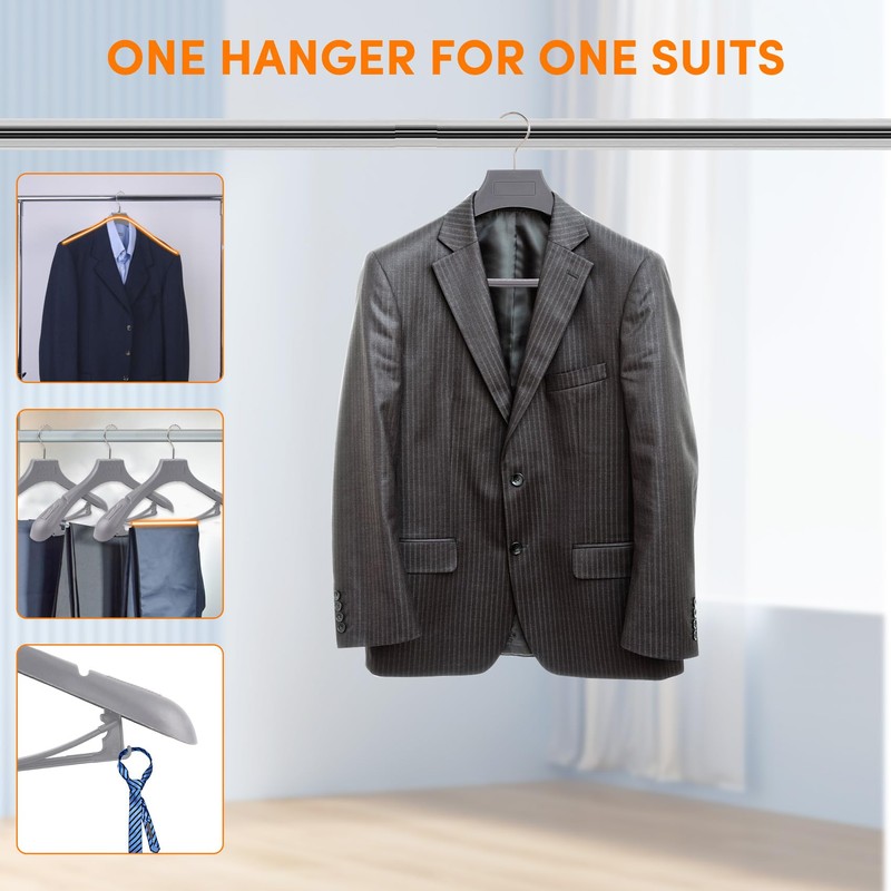 DEDU Suit Hangers for Men 20 Pack, Grey Coat Hangers