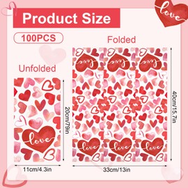 IANFEPH 100PCS Red Heart Napkins Disposable Hand Towels for Bathroom 3 Ply Watercolor Love Heart Paper Napkins Valentines Day Decorative Guest Napkins for Wedding Anniversary Birthday Party