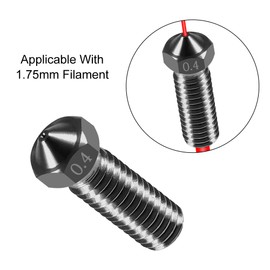 5Pcs Nozzles 0.4mm Hardened Steel Extruder Print Head M6 Lengthen Extruder Thread Volcano Nozzles for 1.75mm Filament E3D V5-V6 3D Printer