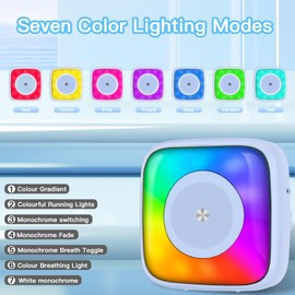 Sticker Printer Print Pod with 6 Rolls Sticker Paper, Seven Color Lighting Modes for DIY Scrapbook, Travel, Notes, Label, Memo, Compatible with iOS&Android